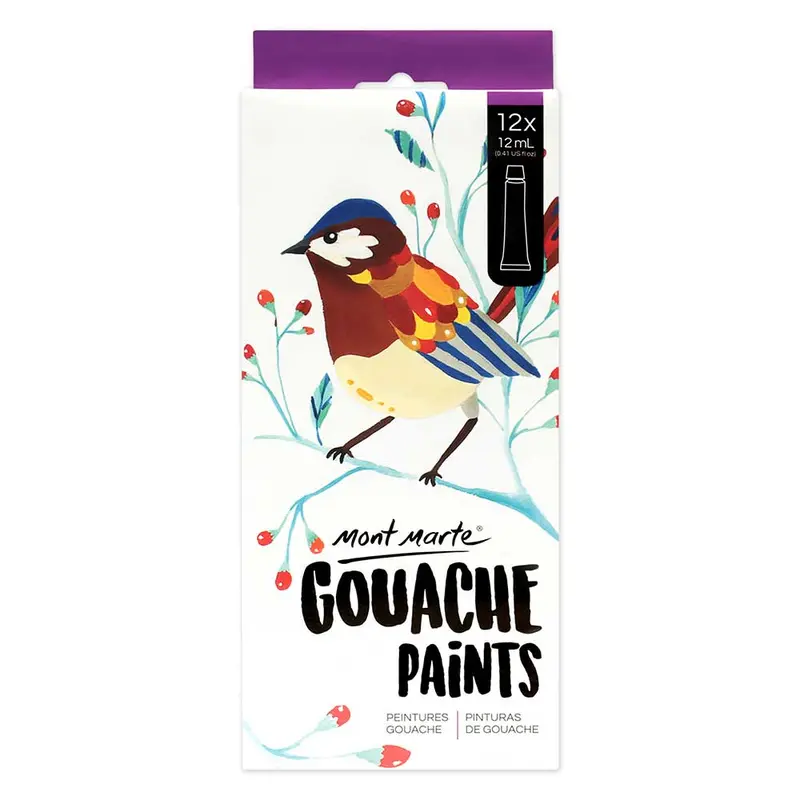 MONT MARTE Gouache Paint Set - 12ml each - 12pcs