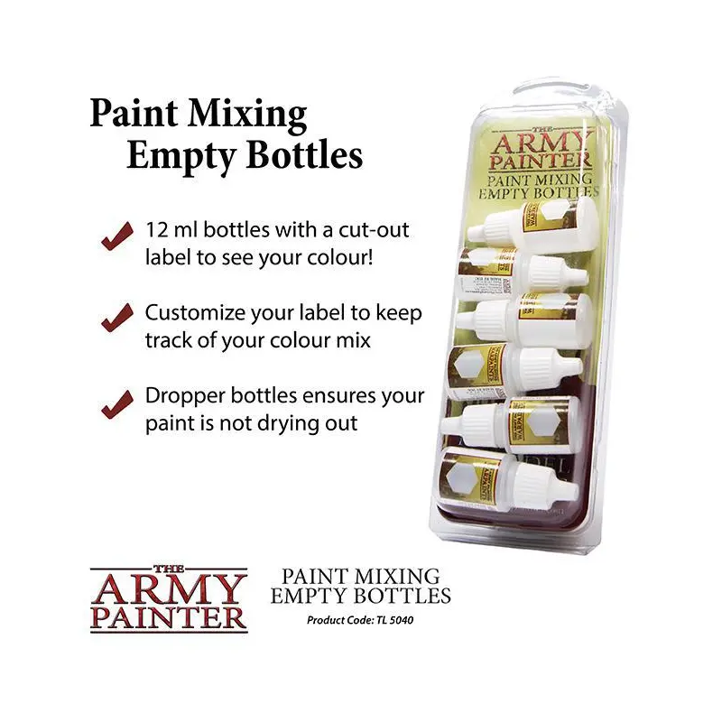 Army Painter Paint Mixing Empty Bottles (x6)