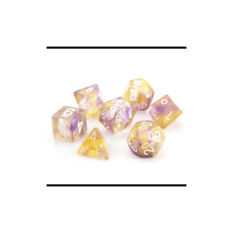 Purple/Yellow Wisp (7-Die RPG Set)