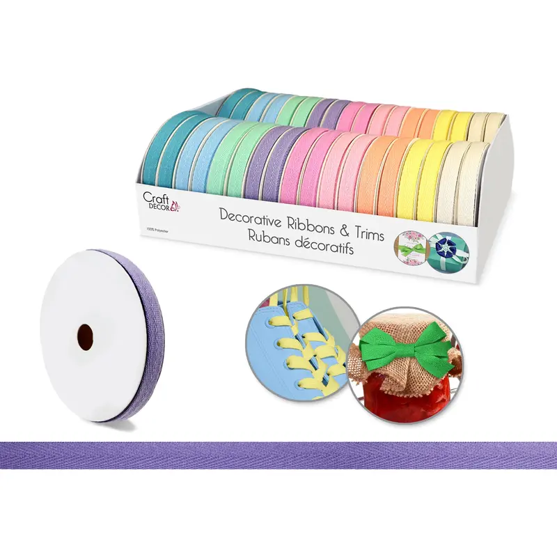 Craft Dcor Ribbons & Trims: Herringbone 3/8" x 3yd Rolls - Pastels