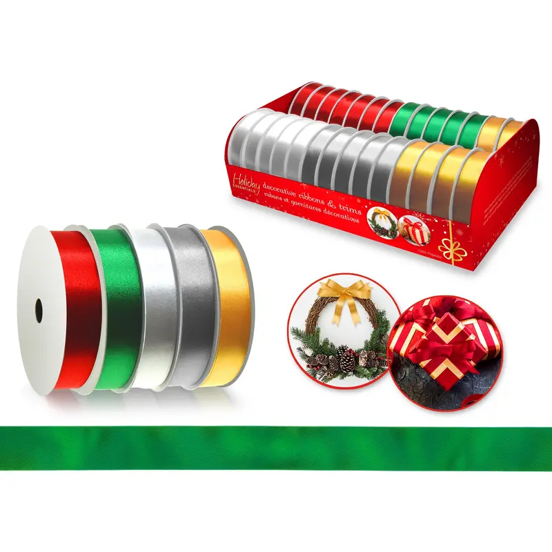 Seasonal Dcor: Poly-Satin Ribbons 5/8" x 4yd Rolls