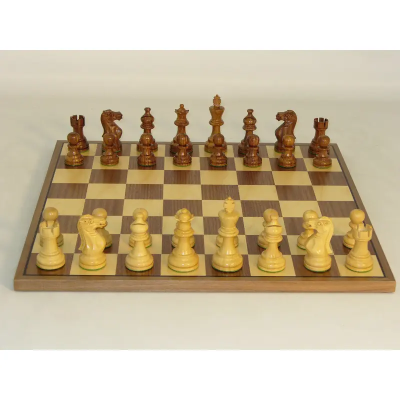 WorldWise Chess Set 14" Walnut and Maple Board 3" American Emperor Style Sheesham Men