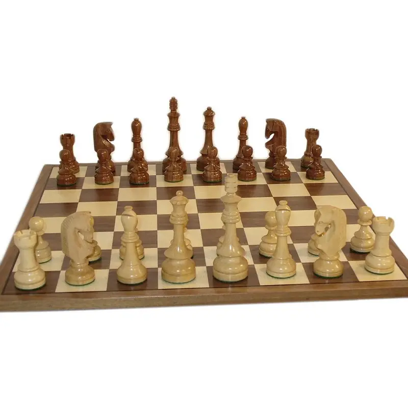 WorldWise Traditional Russian Chess Set 17" Walnut and Maple Board 4.25" Men