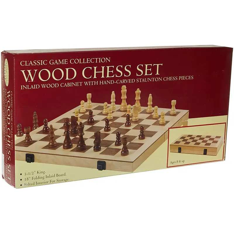 18" Wood Folding Chess Set