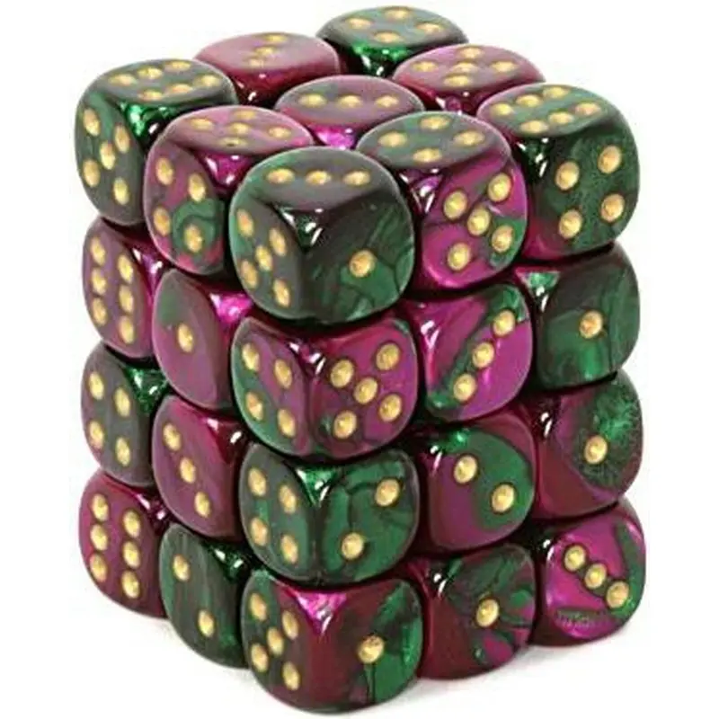 Gemini Green-Purple/gold (12mm D6 Dice Set)