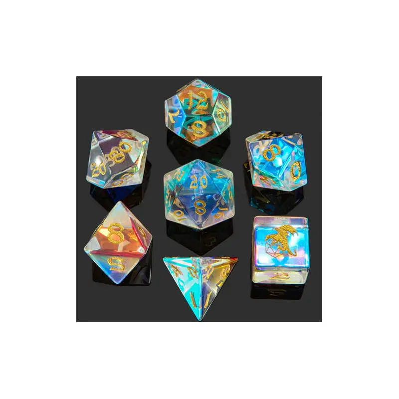 Prismatic Crystal K9 Stone Dice Set 7 Pieces Full Set