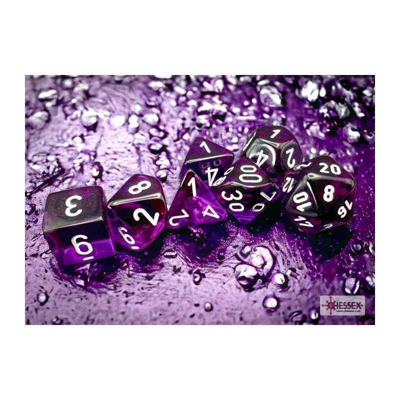 Translucent Purple/White (7-Die RPG Set)
