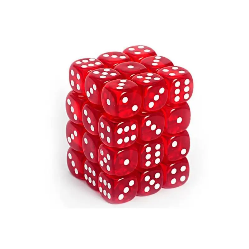 Translucent Red/White (12mm D6 Dice Set)
