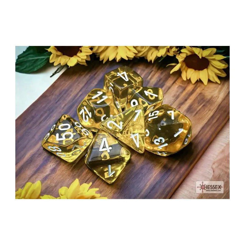 Translucent Yellow/white (7-Die RPG Set)