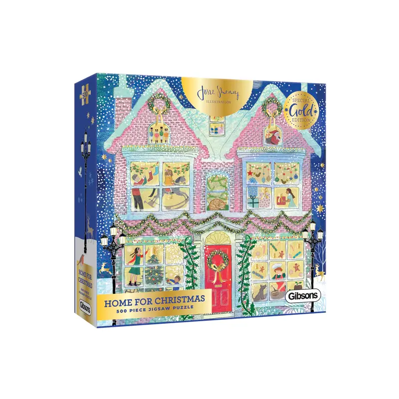 HOME FOR CHRISTMAS - GOLD FOILED EDITION 500 PIECE CHRISTMAS JIGSAW PUZZLE