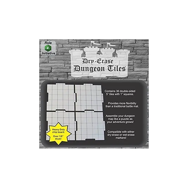 Dry Erase Dungeon Tiles, White -5"