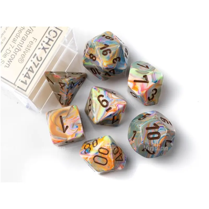 Festive Vibrant/Brown (7-Die RPG Set)