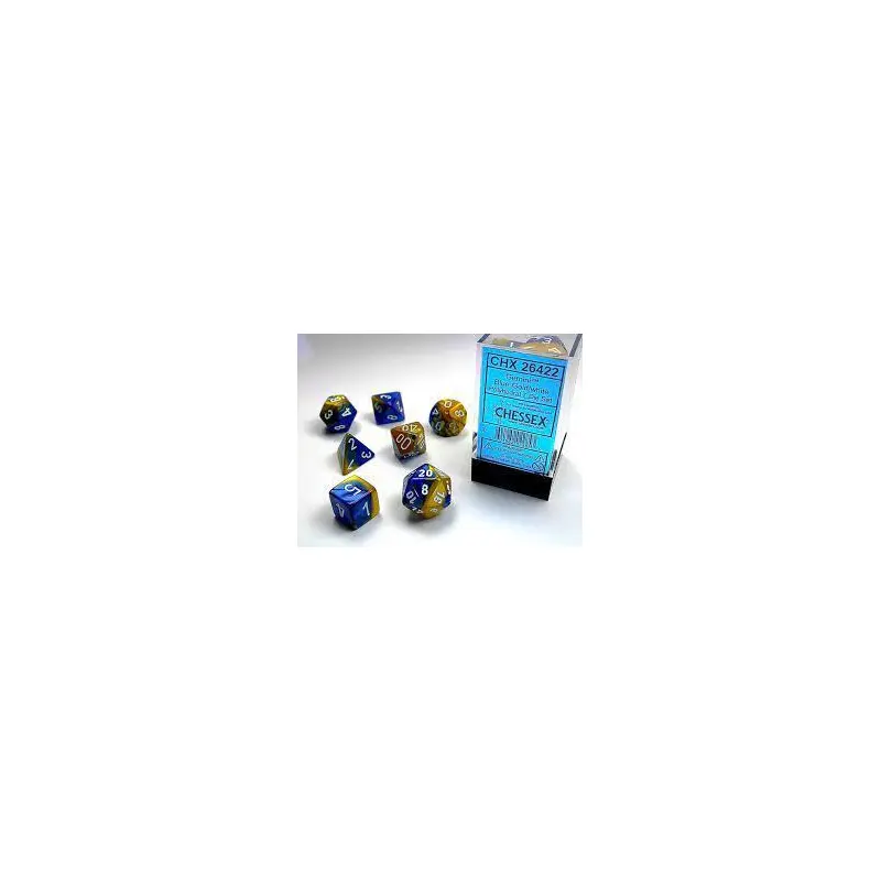 Gemini Blue-Gold/White (7-Die RPG Set)