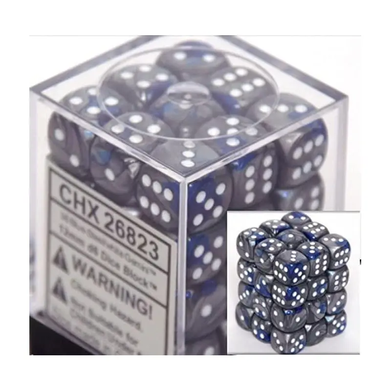 Gemini Blue-Steel/White (12mm D6 Dice Set)