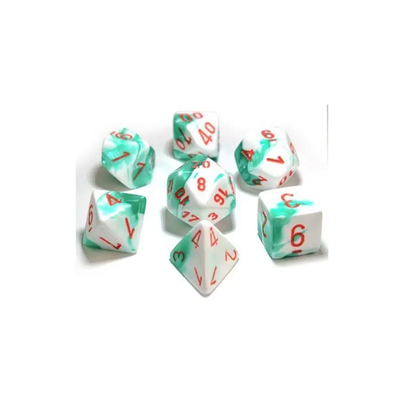 Gemini Mint Green-White/Orange (7-Die RPG Set)