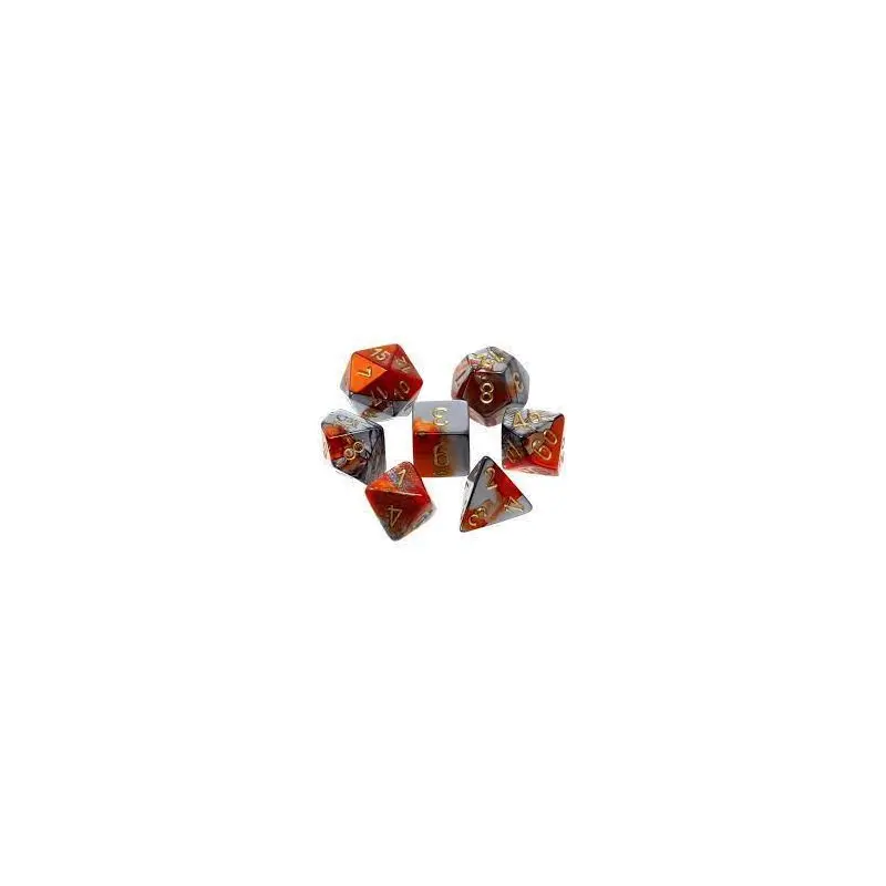 Gemini Orange-Steel/gold (7-Die RPG Set)