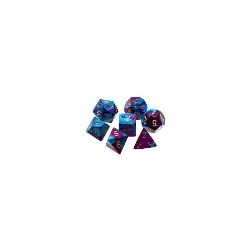 Gemini Purple-Teal/Gold (7-Die RPG Set)