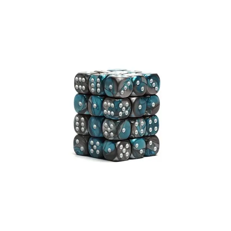 Gemini Steel-Teal/white (12mm D6 Dice Set)