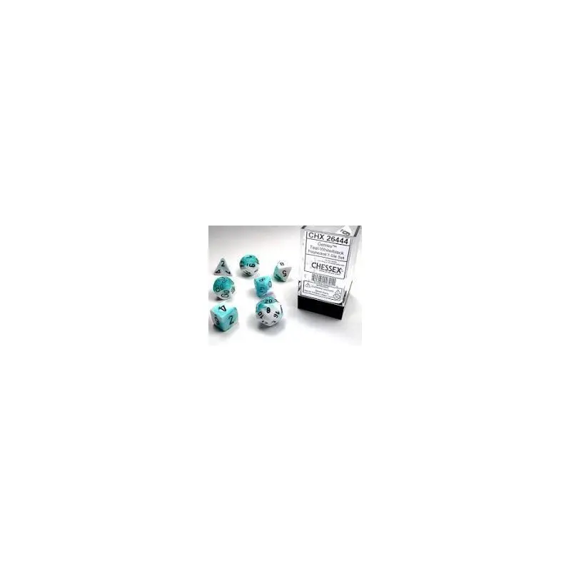 Gemini Teal-White/Black (7-Die RPG Set)