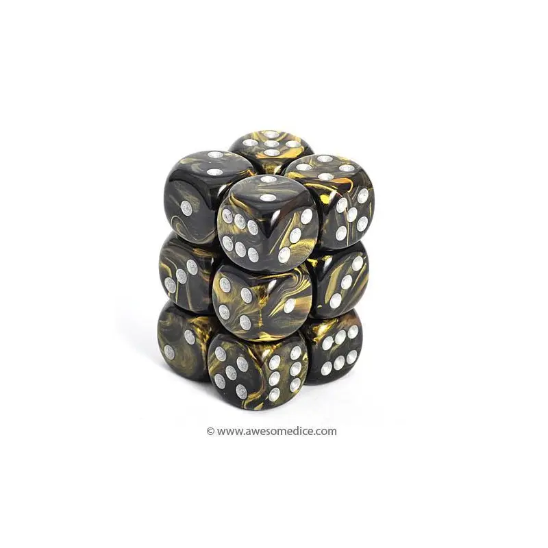 Leaf Black Gold/Silver (16 mm D6 Dice Set)