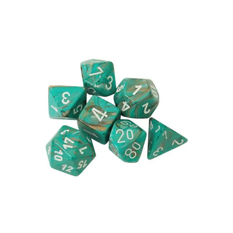 Marble Oxi-Copper/white (7-Die RPG Set)