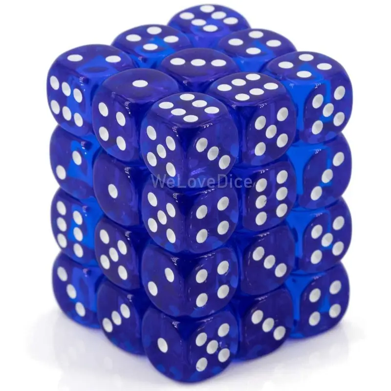 Translucent Blue/White (12mm D6 Dice Set)