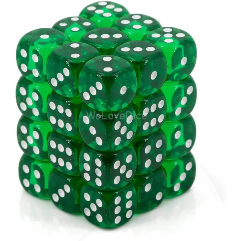 Translucent Green/White (12mm D6 Dice Set)