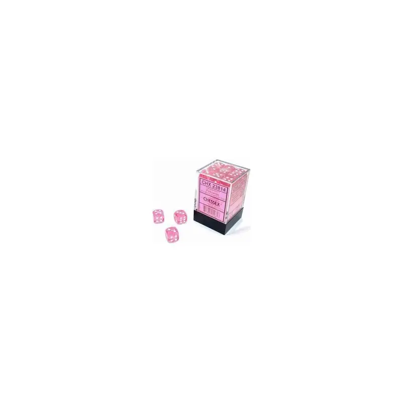 Translucent Pink/White (12mm D6 Dice Set)