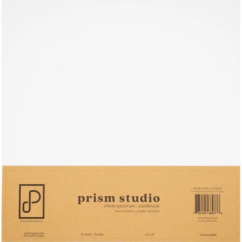 12X12 Whole Spectrum Textured Cardstock, 80lb - Simply White (25 Sheets)