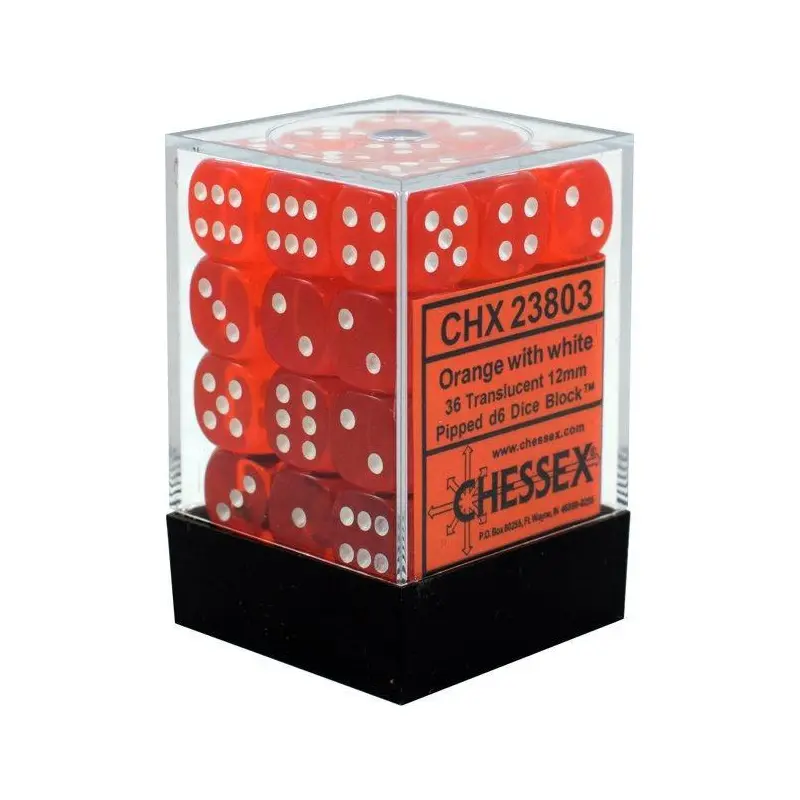 Translucent Orange/white (12mm D6 Dice Set)