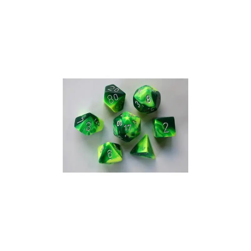 Gemini Green-Yellow w/Silver (7-Die RPG Set)