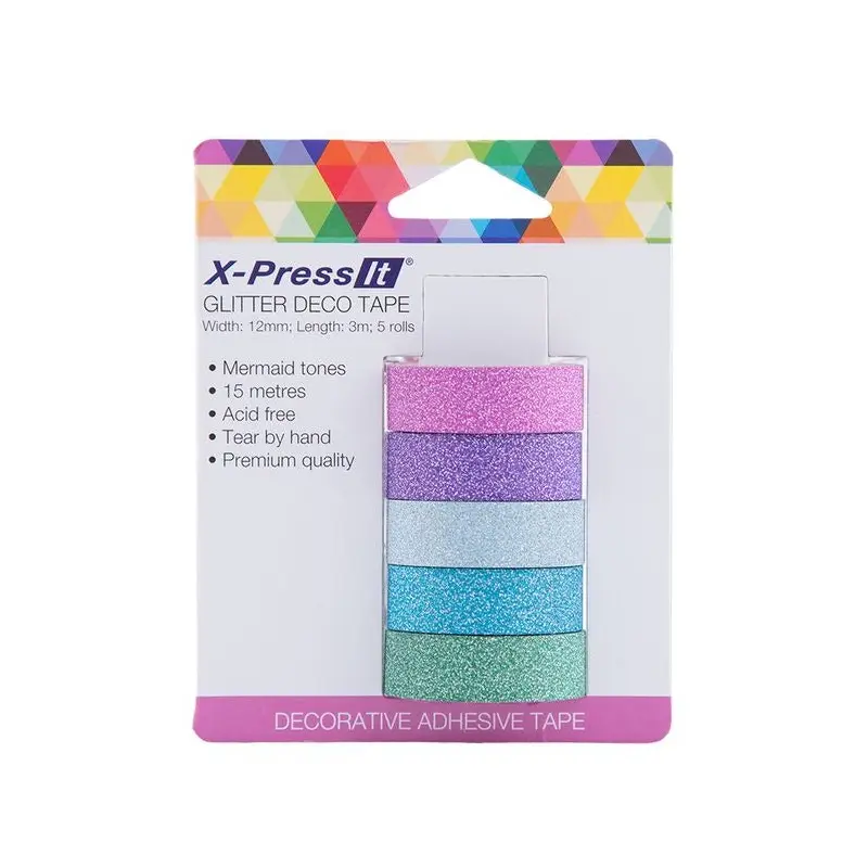 Glitter Deco Tape, 12mm x 3m - Mermaid (5pk)