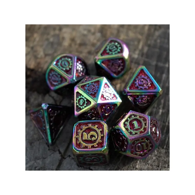 Clanggedin's Battle Gear: Iridescent and Red (Metal 7-Die RPG Set)