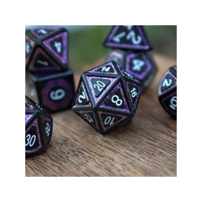 Cleric's Shadow Domain Purple and Matte Black (Metal 7-Die RPG Set)