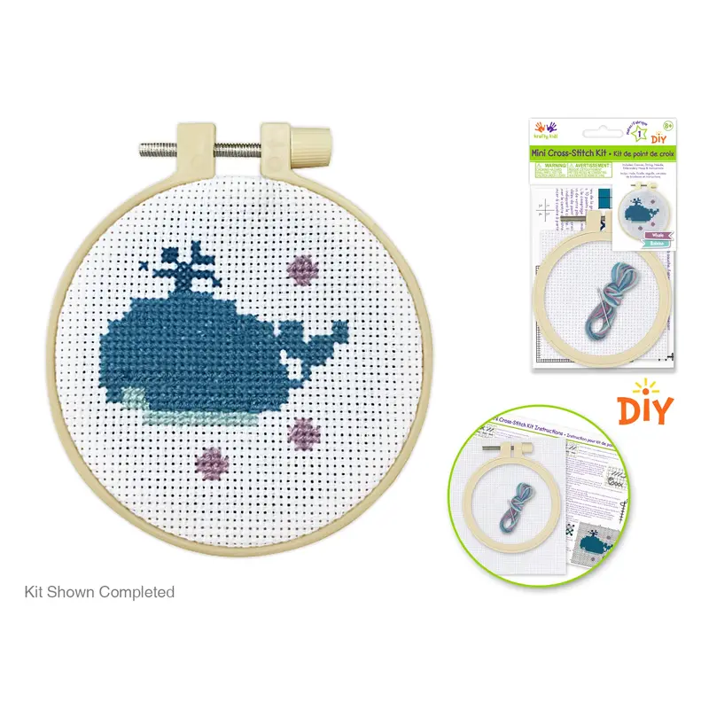 Krafty Kids Kit: DIY Mini Cross-Stitch Kit Blue Whale