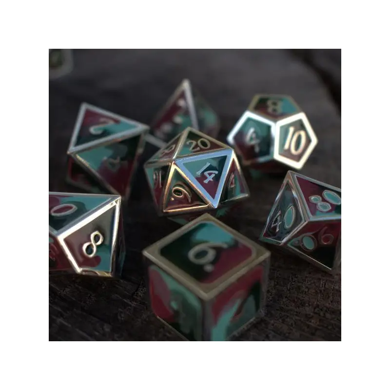 Mint & Maroon (Metal 7-Die RPG Set)