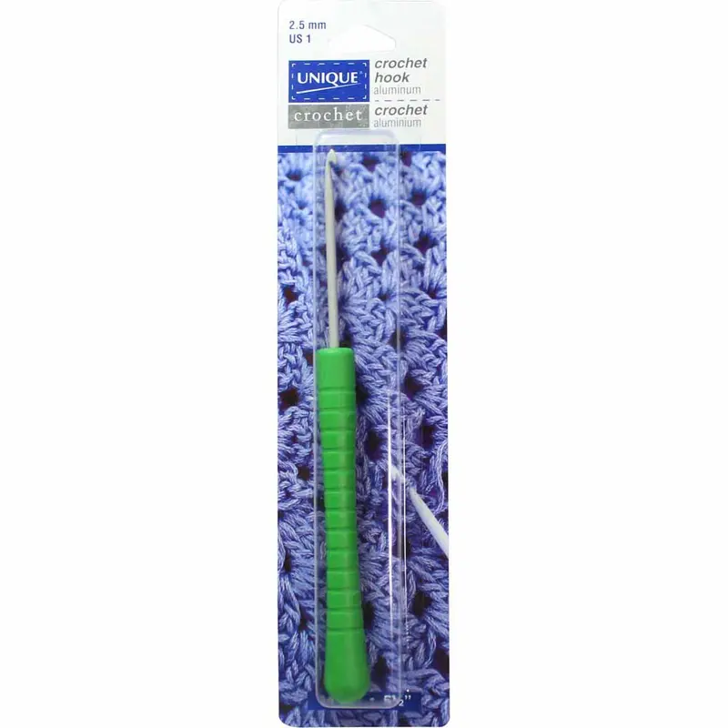 UNIQUE CROCHET Easy Grip Crochet Hooks 14cm (6) Aluminum - 2.5mm/US B