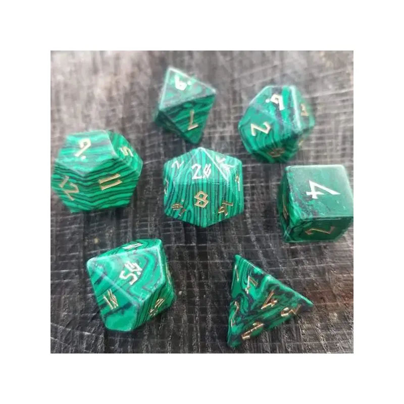 Malachite/nordic gold (Semi-Precious Gemstone 7-Die RPG Set)