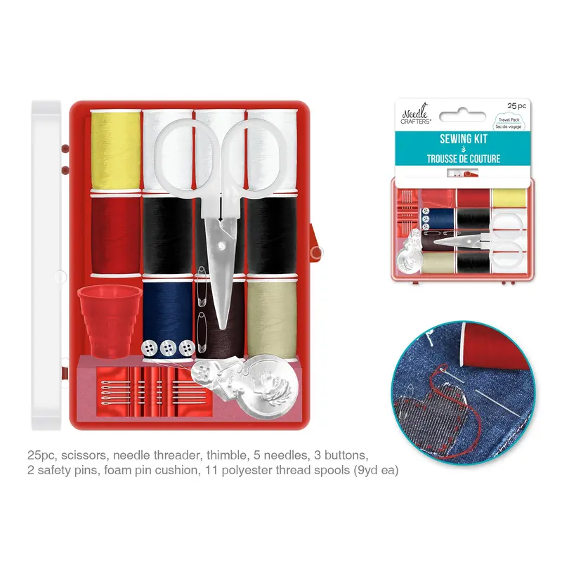 Needlecrafters: Sewing Kit Compact in Travel Case 25pc