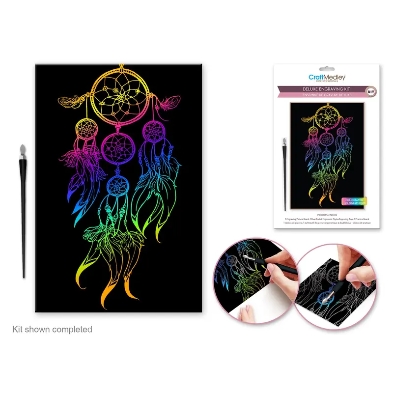 Craft Medley Kit: Deluxe Engraving Art DIY Kit Holographic~ Dream Catcher