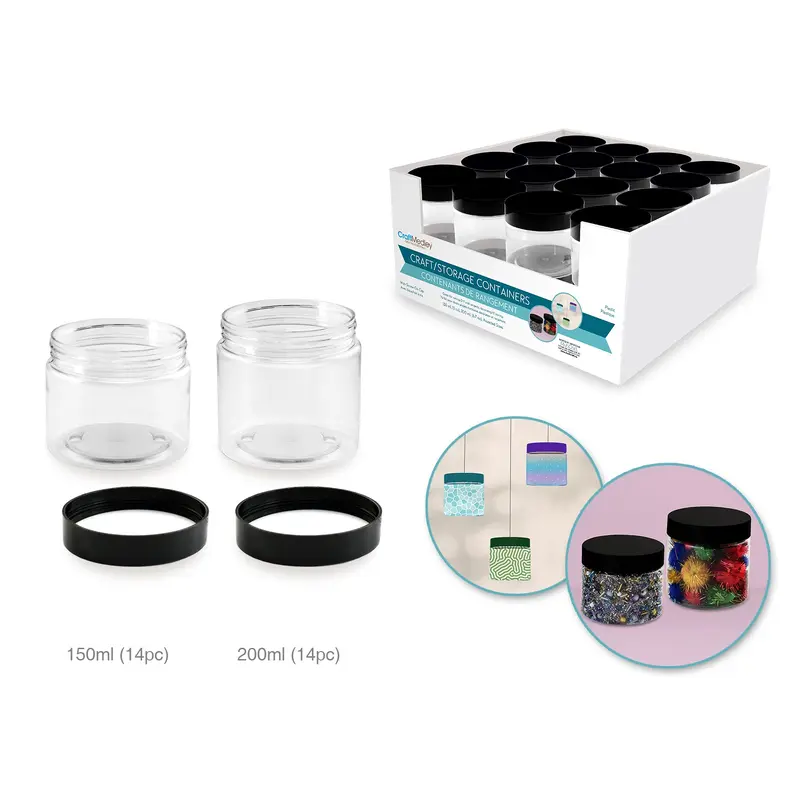 Craft Storage: 150ml+200ml Screw-Top Canisters