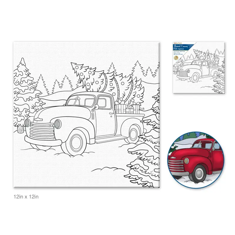 Holiday Canvas: 12"x12" Stretch Artist Printed Back-Stapled - Bringin' Home the Tree