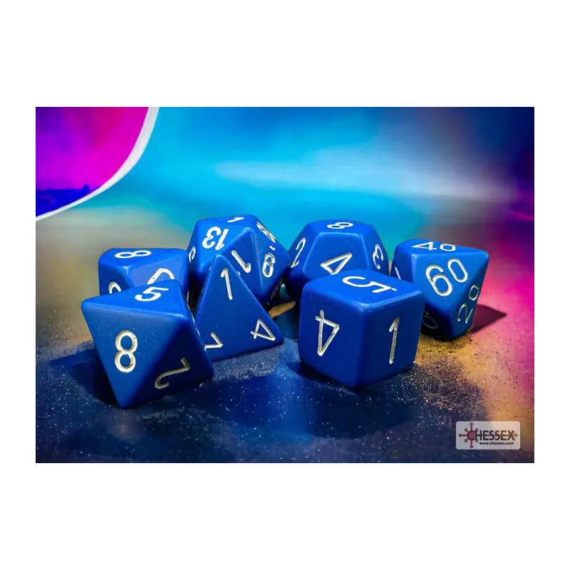 Opaque Blue/white (7-Die RPG Set)