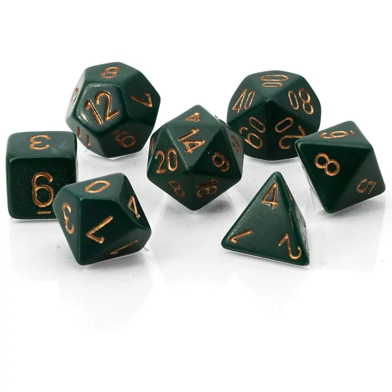 Opaque Dusty Green/copper (7-Die RPG Set)
