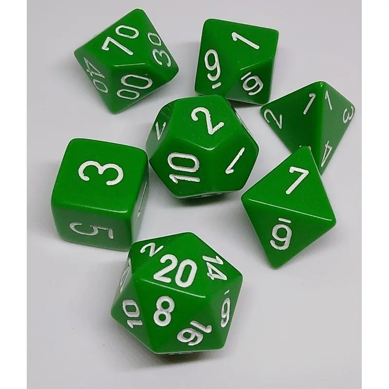 Opaque Green/white (7-Die RPG Set)