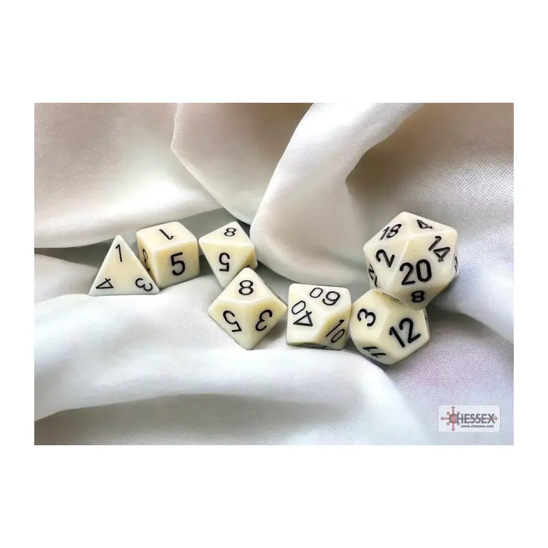 Opaque Ivory/black (7-Die RPG Set)