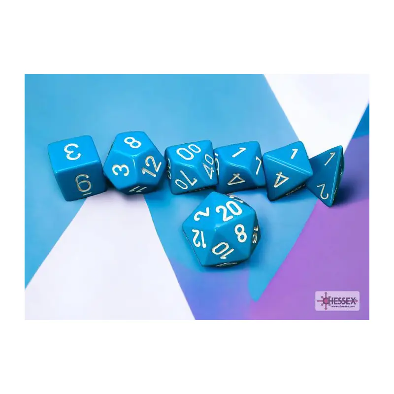 Opaque Light Blue/white (7-Die RPG Set)