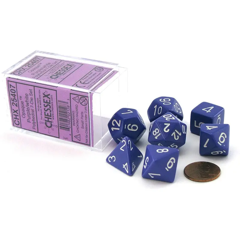 Opaque Purple/white (7-Die RPG Set)