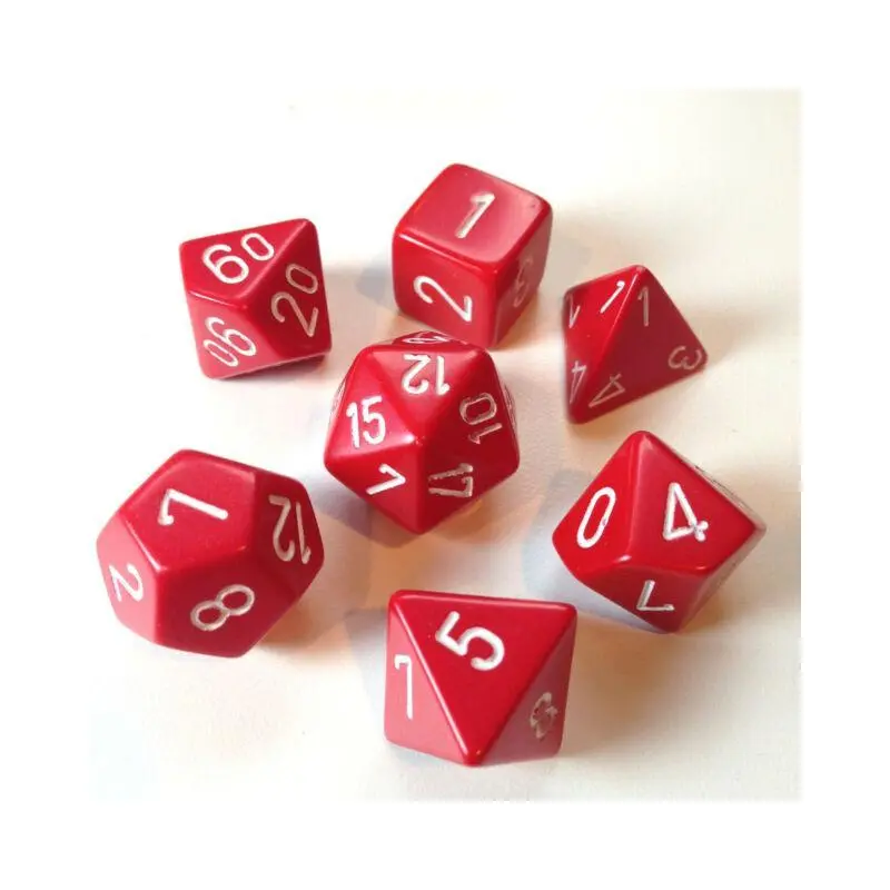 Opaque Red/white (7-Die RPG Set)