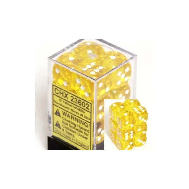 Translucent Yellow/white (16mm D6 Dice Set)